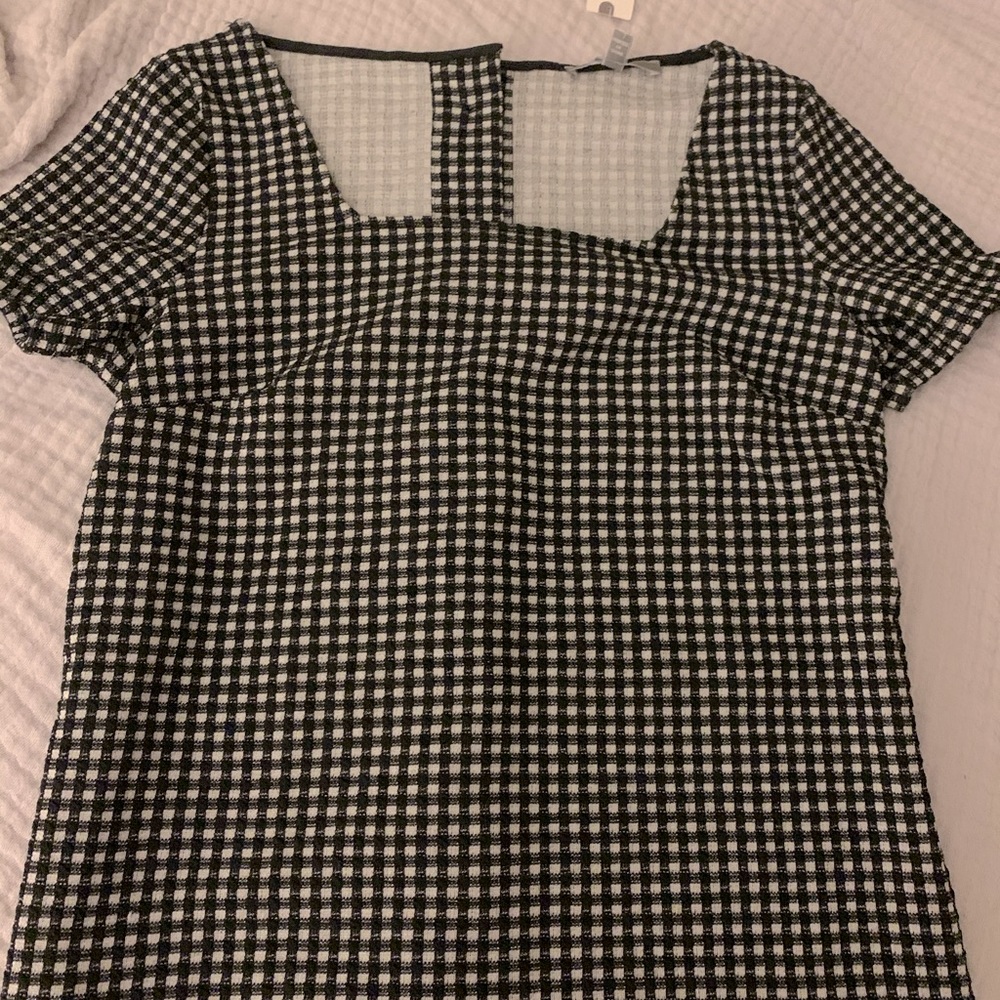 Anthropology black and white checkered top